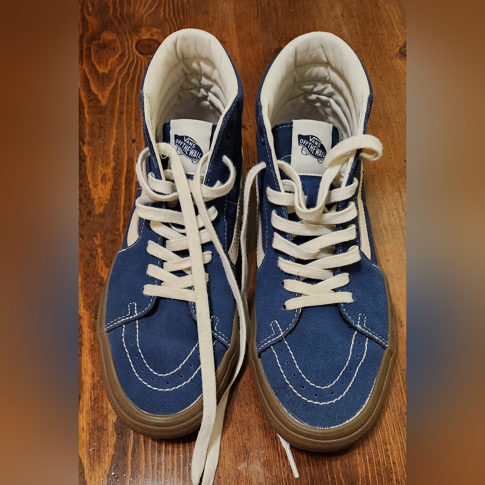 Vans Blue and White High-Top Sneakers